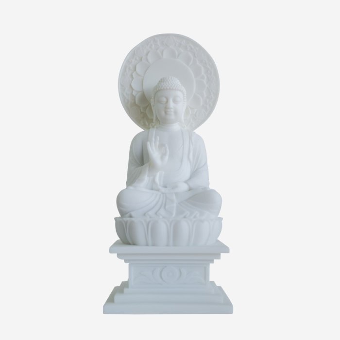 法鼓山禪堂釋迦牟尼佛 仿白玉石復刻佛像（高22.5cm）