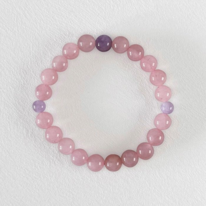 「粉晶+紫玉」手珠（8mm／23顆）女款